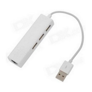USB 2.0 - HUB 3port + RJ45 (ž) beli