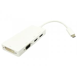 Adapter USB 3.1 tip C (M) - Display Port + HDMI + VGA + DVI (F) beli