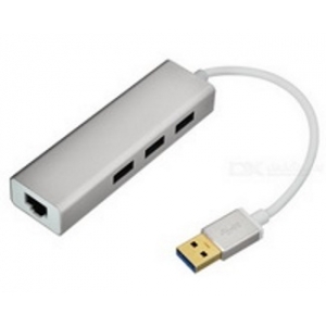 USB 3.0 - HUB 3port + RJ45 (ž) siva