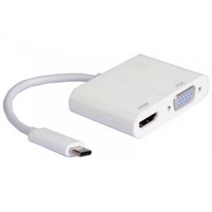 Adapter USB 3.1 tip C (M) - HDMI + VGA (F) beli