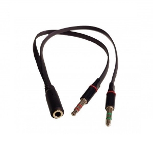 CCA-418A Headphone Mic Audio Y Splitter Cable Female to 2x3.5mm Male adapter